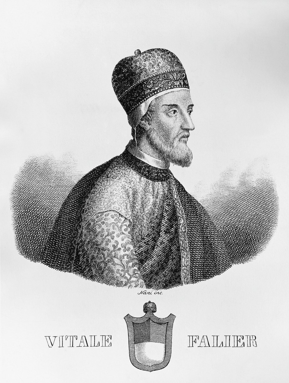 Portret Vitale Faliera (zm. ok. 1095), 32. doża Wenecji, rycina Antonio Nani (1803-1870) autorstwa John Ward Dunsmore