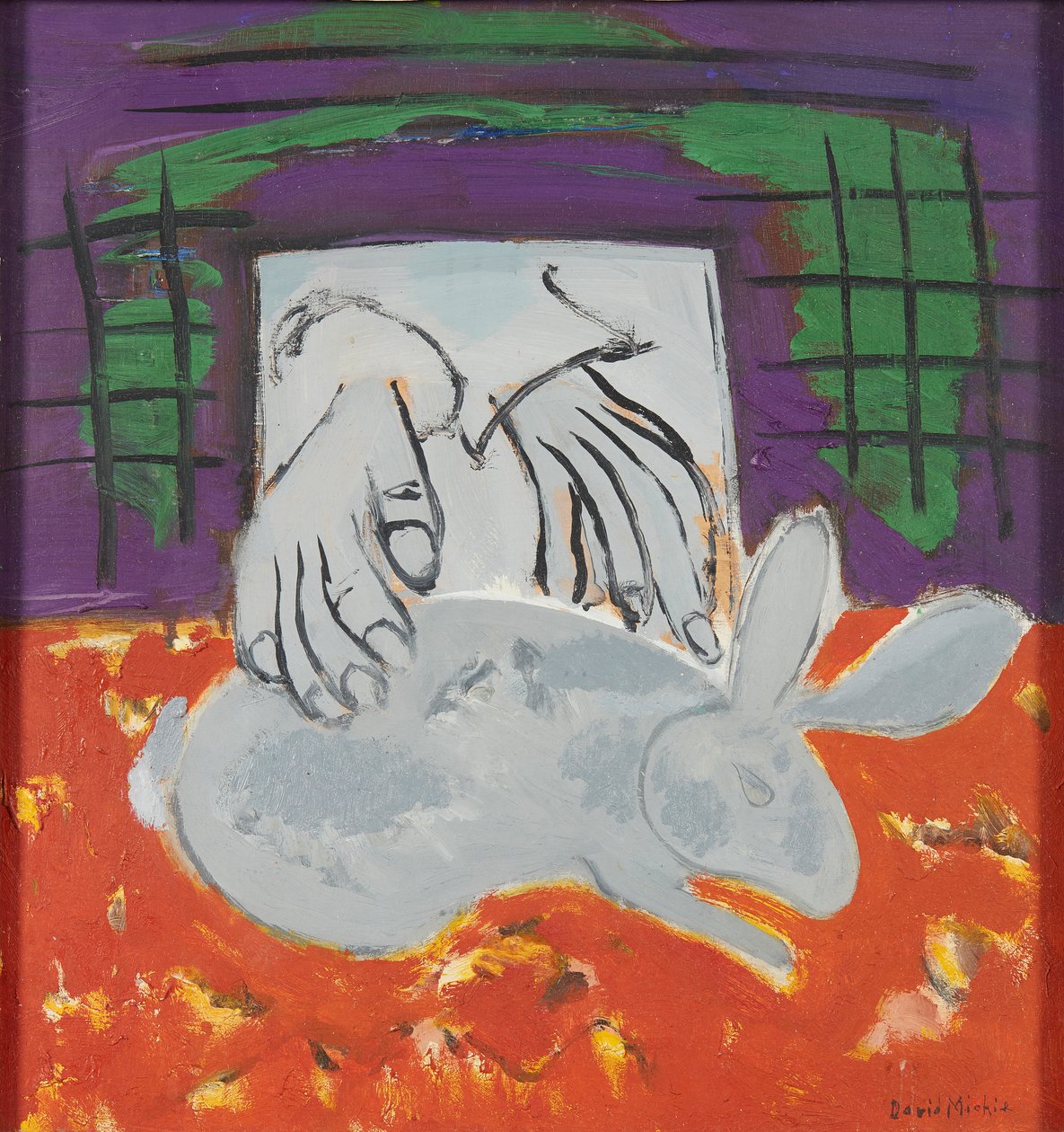 Łapanie Królika - 1960 (olej na pokładzie) autorstwa David Alan Redpath Michie