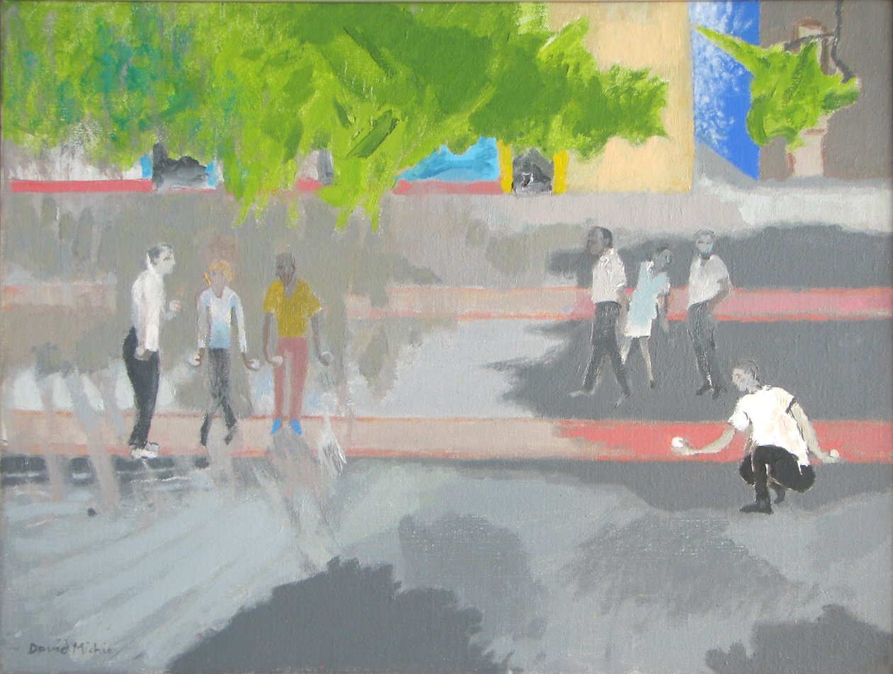 Gra w Boule w St Jean, 2008 (olej na płótnie) autorstwa David Alan Redpath Michie
