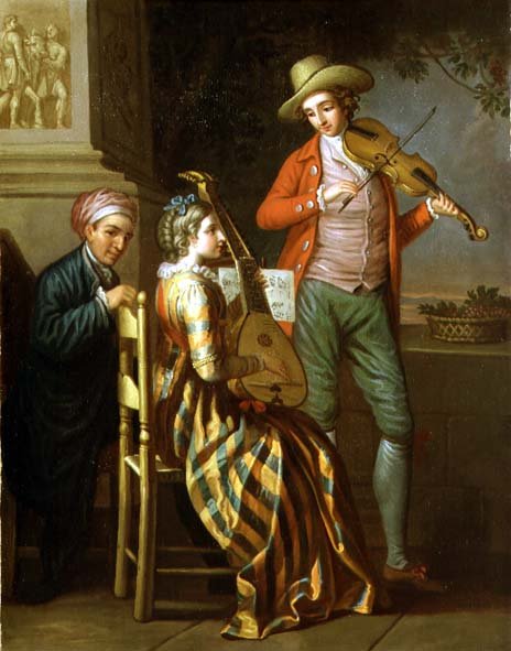 Impreza muzyczna neapolitańska, ok. 1775 (olej na płótnie) autorstwa David Allan