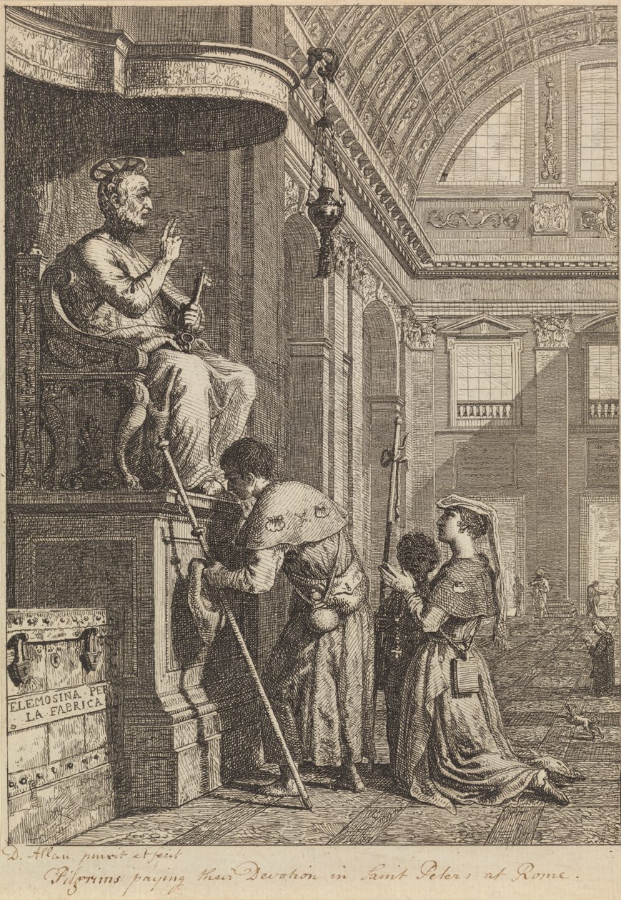 Pielgrzymi oddający cześć w St. Peters w Rzymie autorstwa David Allan