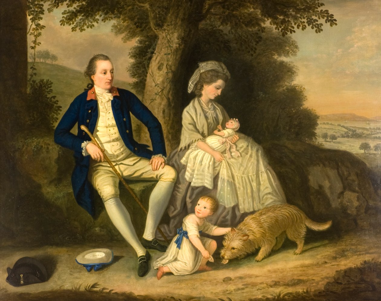 Portret Charlesa Watsona, Esq i jego żony Lady Mary, z dwójką dzieci, Jamesem i Anne, w krajobrazie autorstwa David Allan