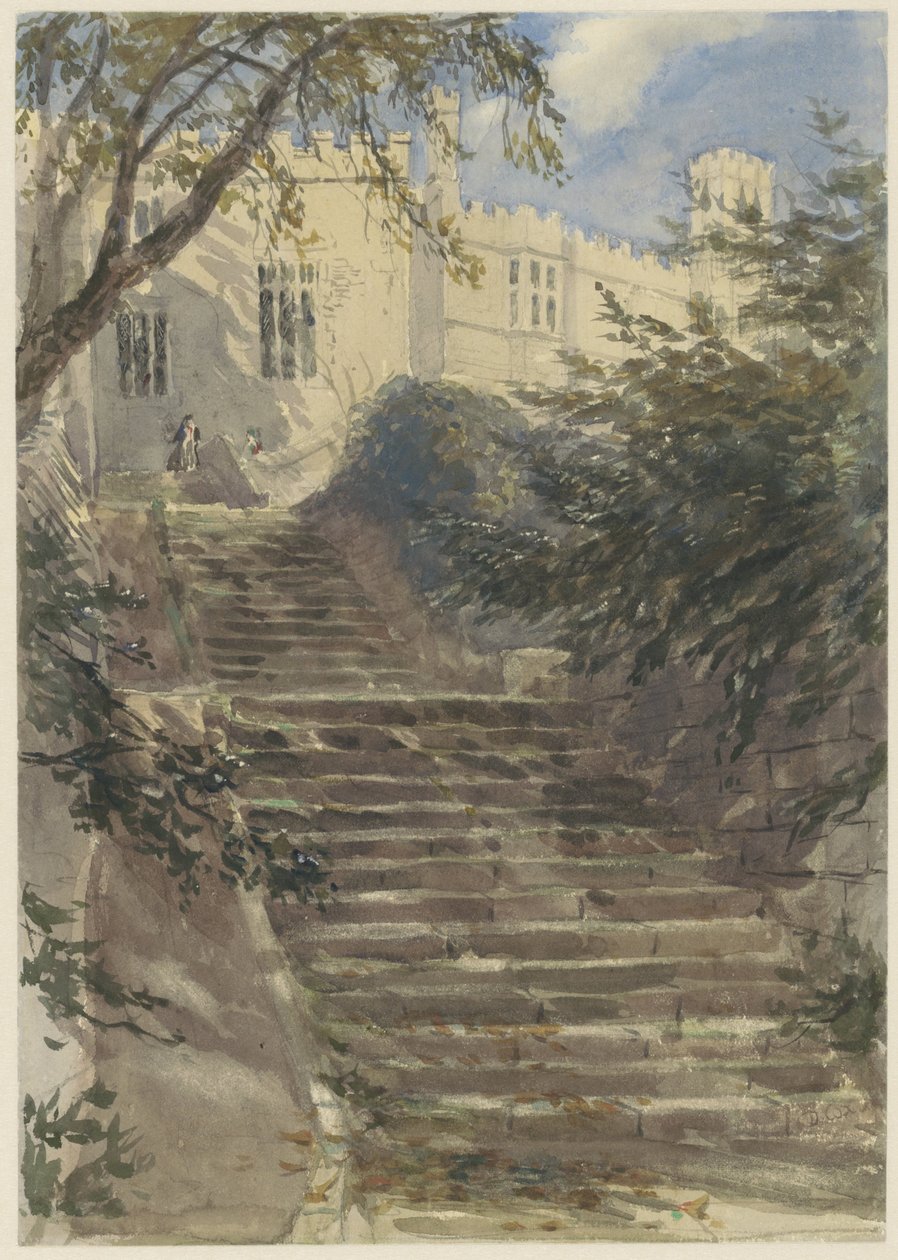 Schody ogrodowe w Haddon Hall (Derbyshire) autorstwa David Cox (I)