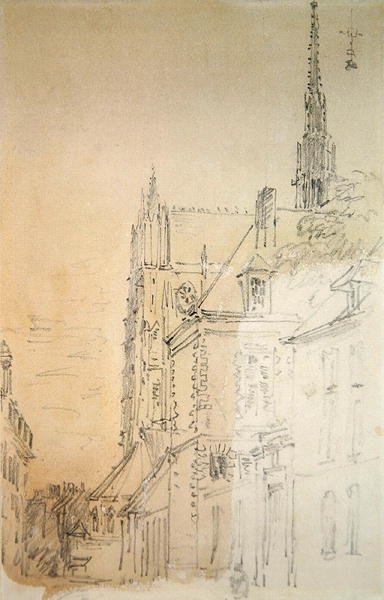 Katedra na ulicy (kreda i umyć na papierze) autorstwa David Cox