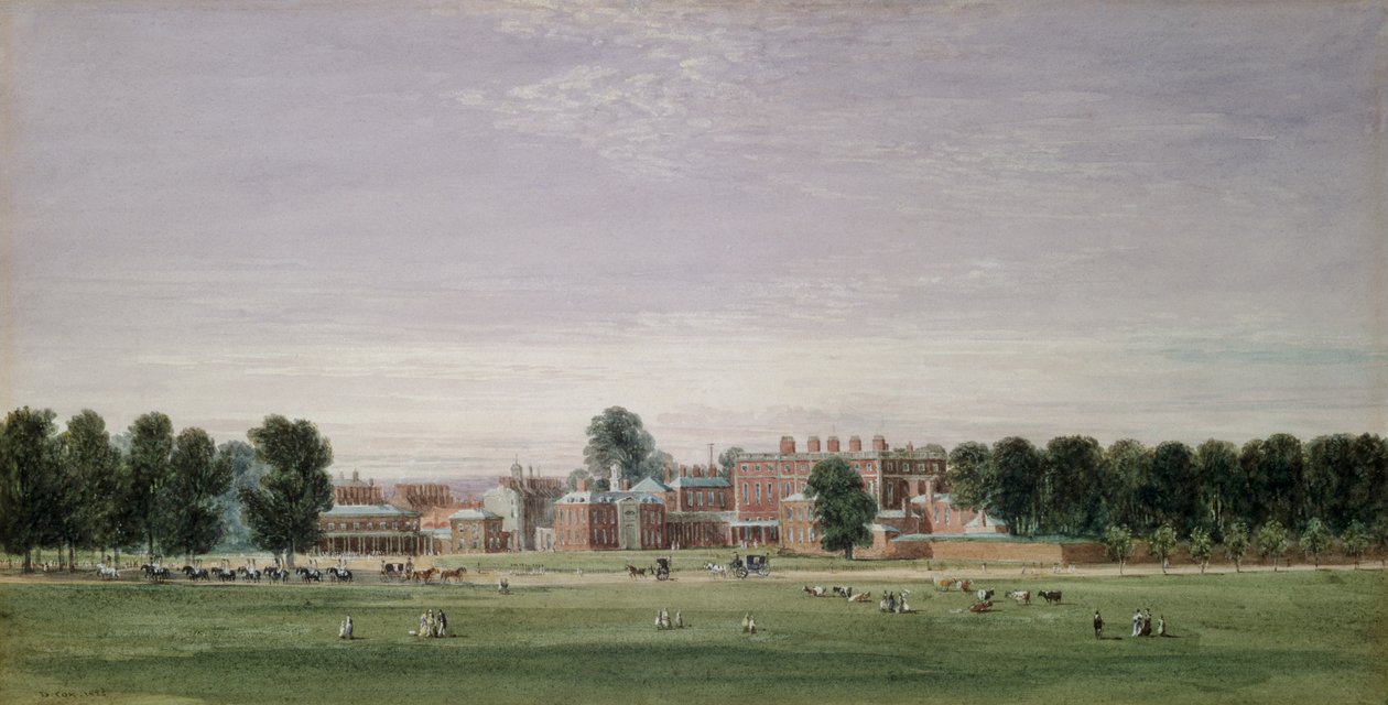 Buckingham House z Green Park, 1825 autorstwa David Cox