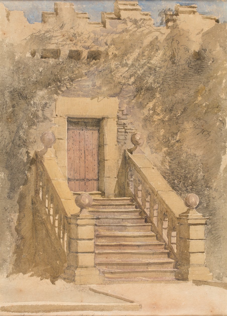 Drzwi w Haddon Hall, ok. 1845 (akwarela i ołówek na papierze) autorstwa David Cox
