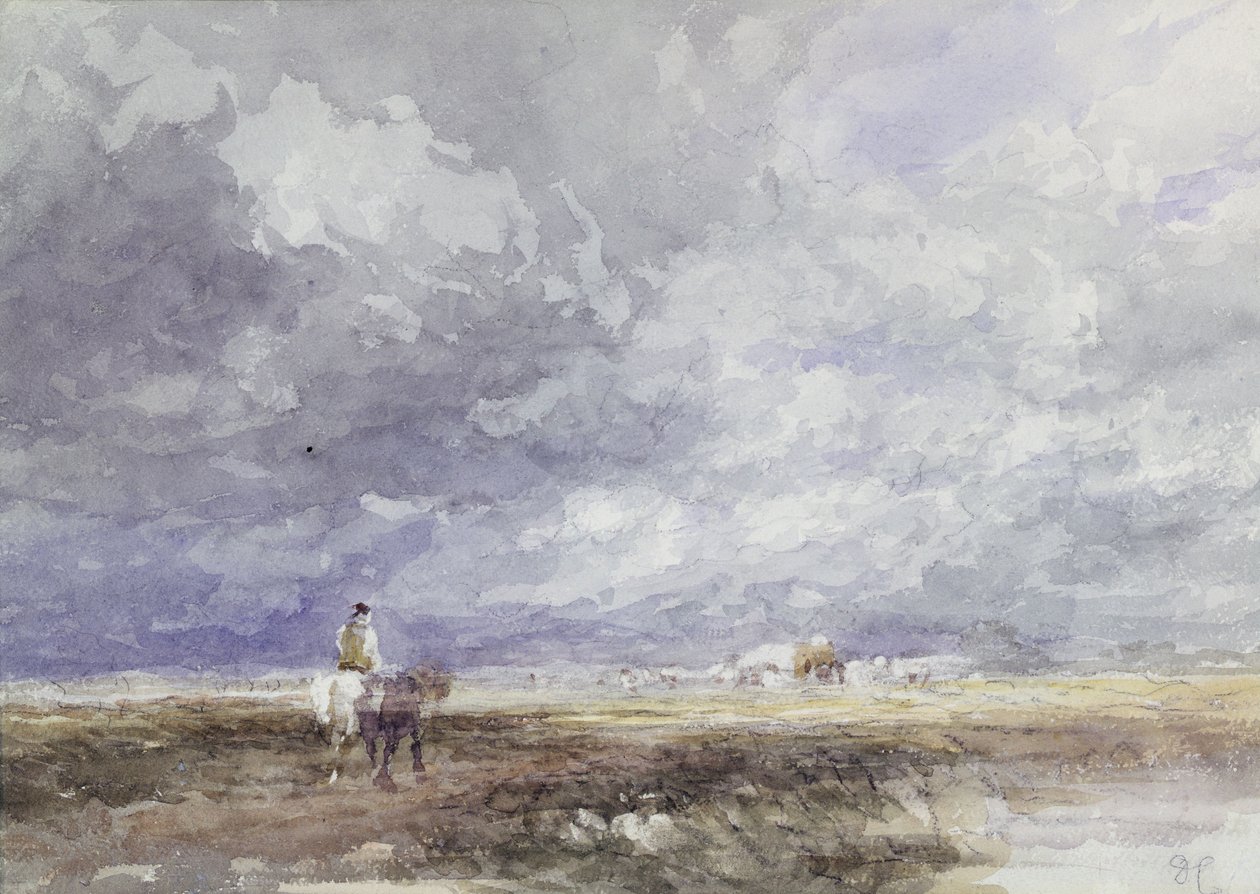 Idąc do Hayfield, ok. 1855 (czarna kreda i akwarela na papierze) autorstwa David Cox