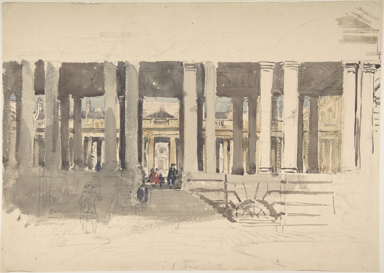 Szpital w Greenwich (strona przednia); Studium budynku (strona tylna) autorstwa David Cox