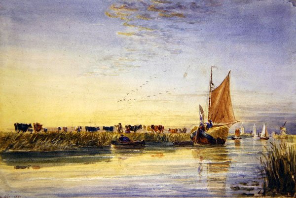 Barki z sianem na Scheldt autorstwa David Cox