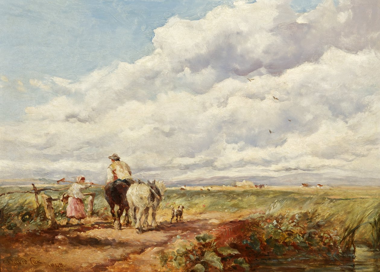 Krajobraz z sianokosami autorstwa David Cox