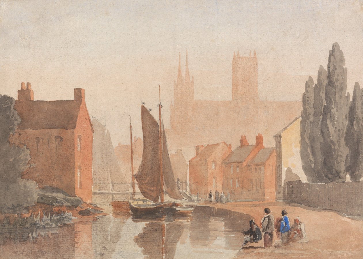 Katedra w Lincoln widziana z Brayford Pool autorstwa David Cox