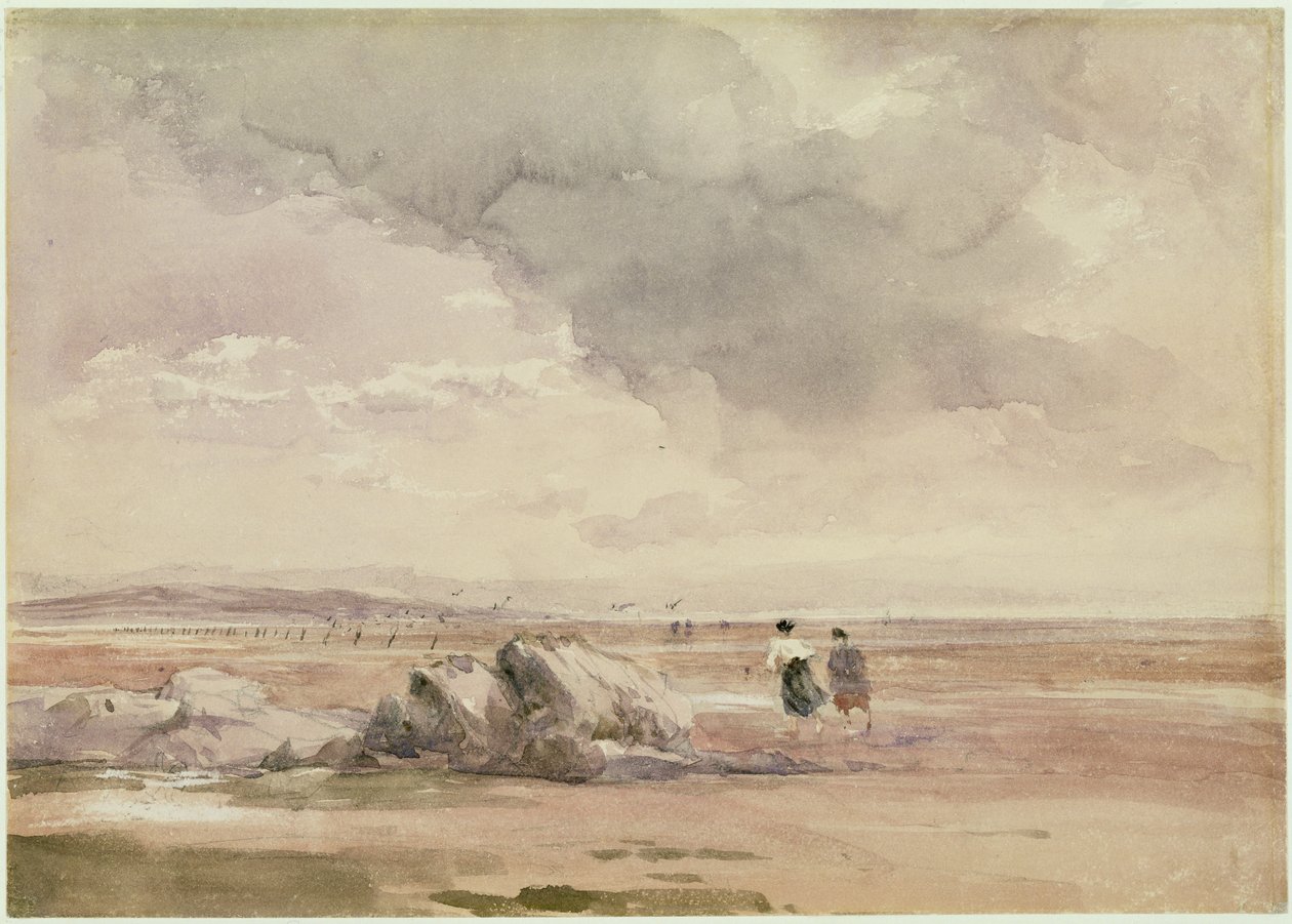 On Lancaster Sands, odpływ, ok. 1840-47 (w/c, długopis, czarny tusz i ołówek na papierze) autorstwa David Cox