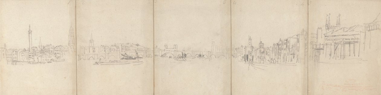 Panorama Old London Bridge autorstwa David Cox