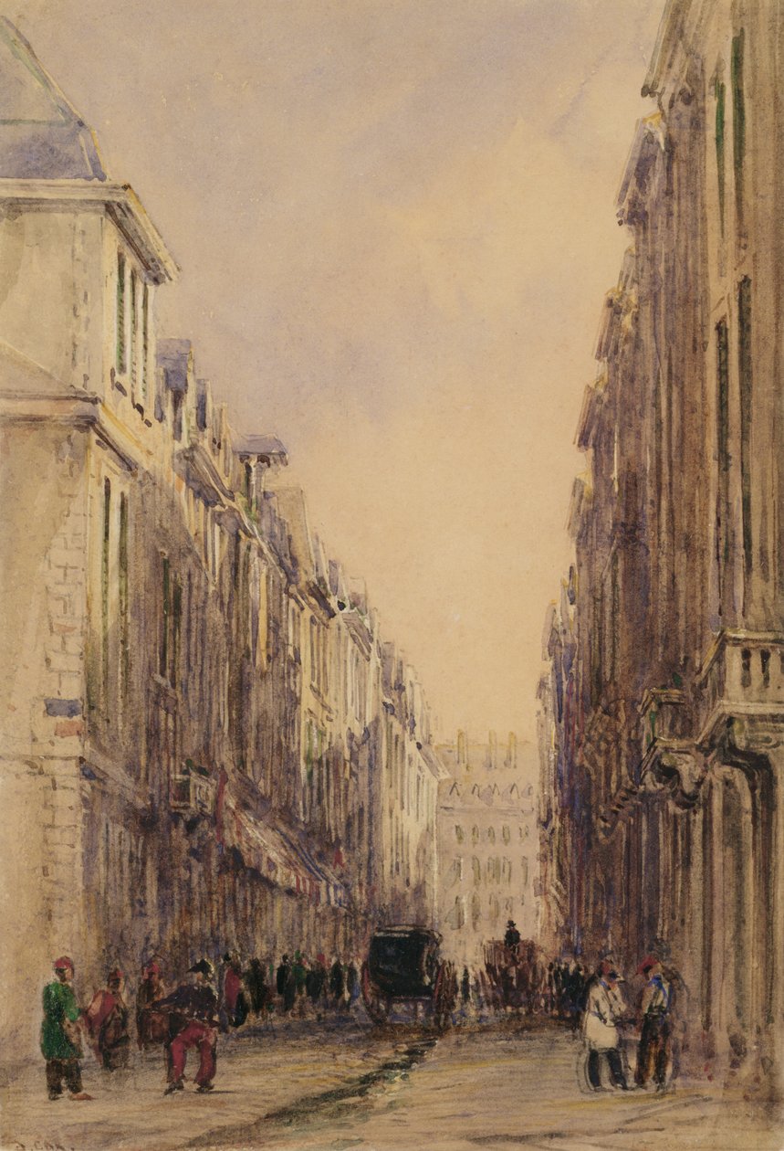 Rue Vivienne, Paryż (wc na papierze) autorstwa David Cox