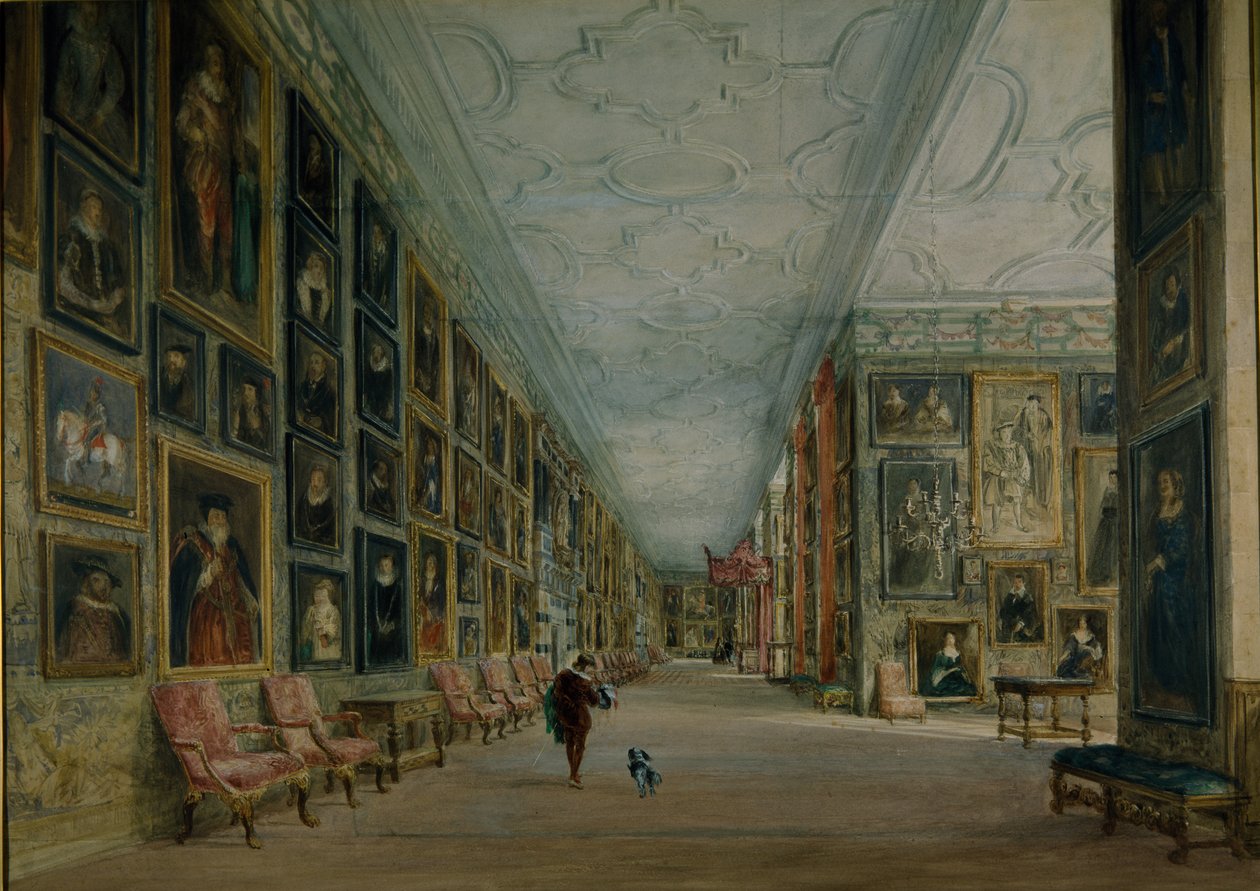 The Long Gallery, Hardwick (akwarela na papierze) autorstwa David Cox