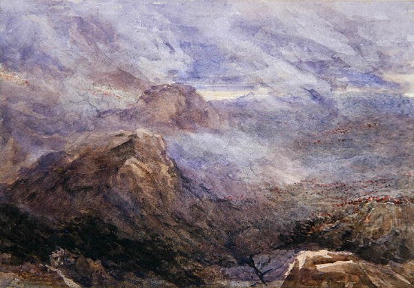 Szkic walijski - Płonąca paproć (akwarela na papierze) autorstwa David Cox