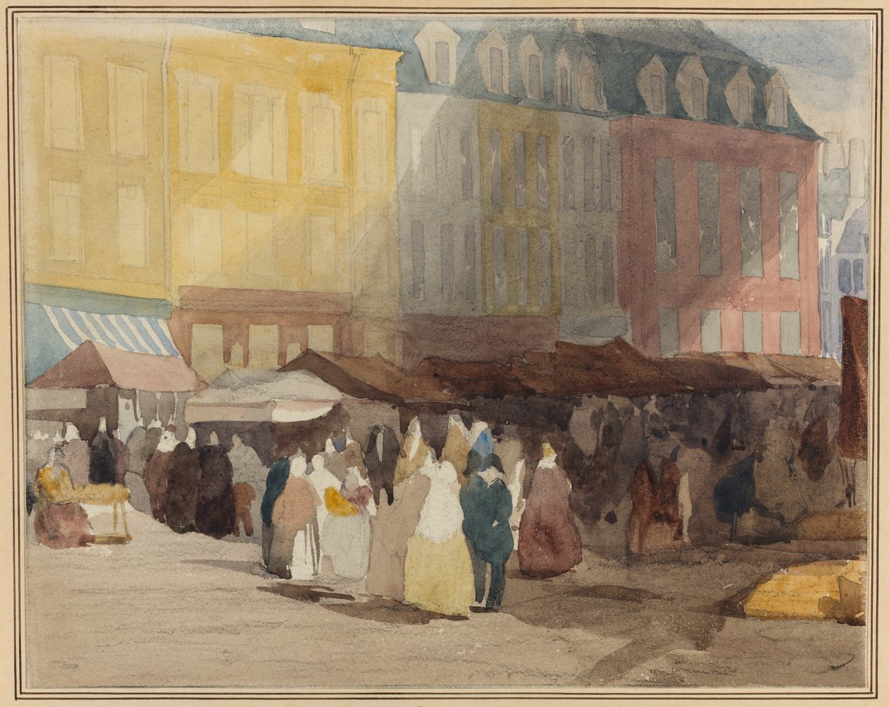 Francuski rynek, prawdopodobnie Boulogne autorstwa David Cox the elder