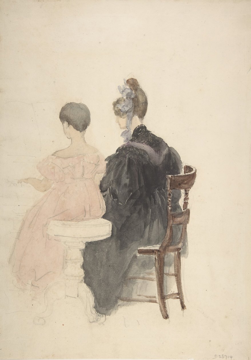 Lekcja fortepianu, 1800-1859. autorstwa David Cox the elder
