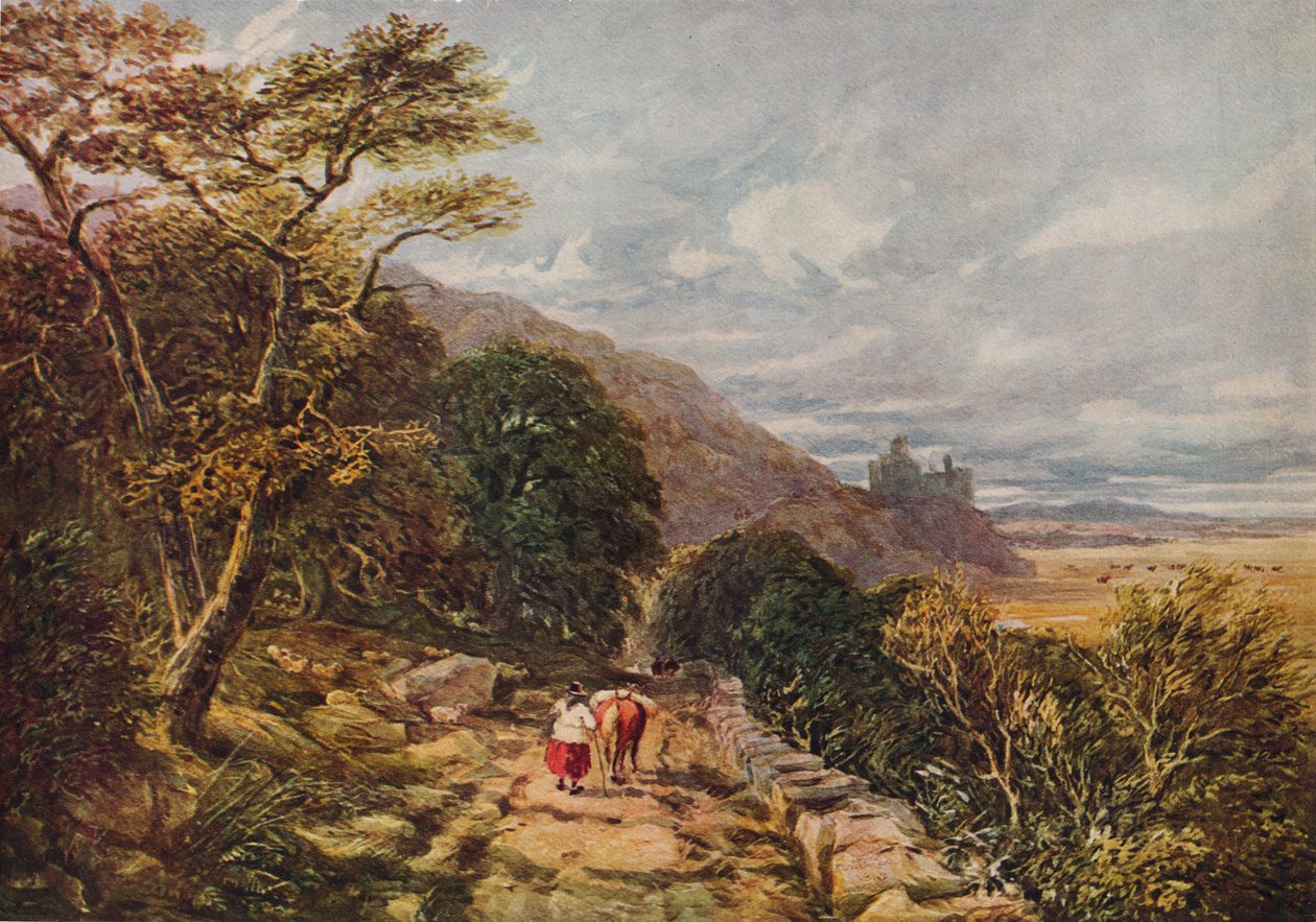 Droga wiejska prowadząca do zamku Harlech, XIX w., 1938 r. autorstwa David Cox the elder