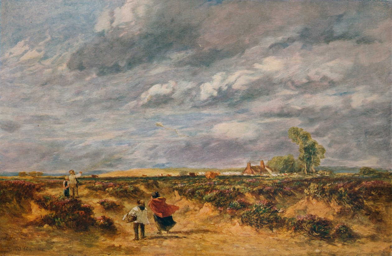 Latanie latawcem, wietrzny dzień, 1851 autorstwa David Cox the elder