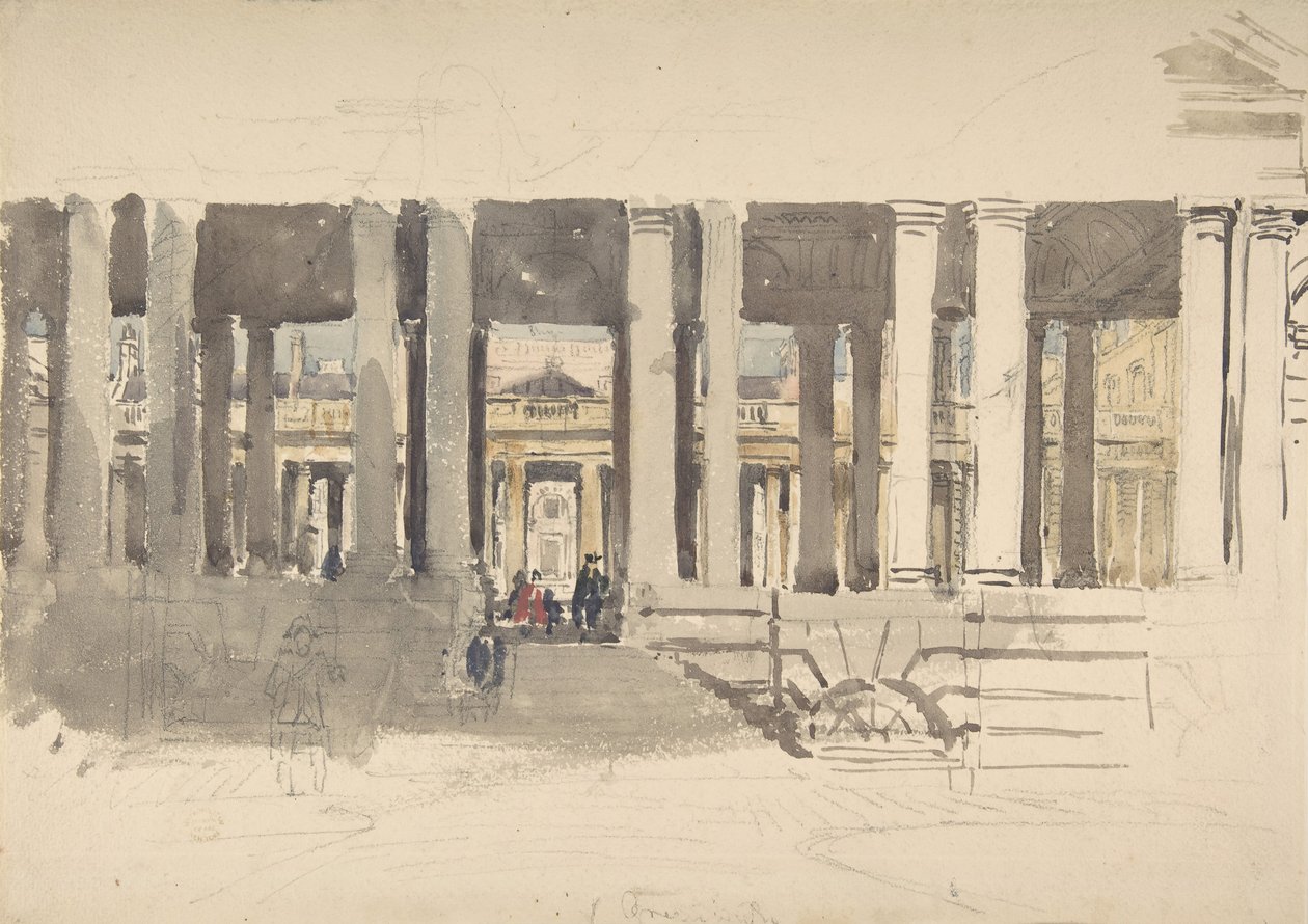 Szpital Greenwich recto, Studium Budynku verso, ca. 1831. autorstwa David Cox the elder