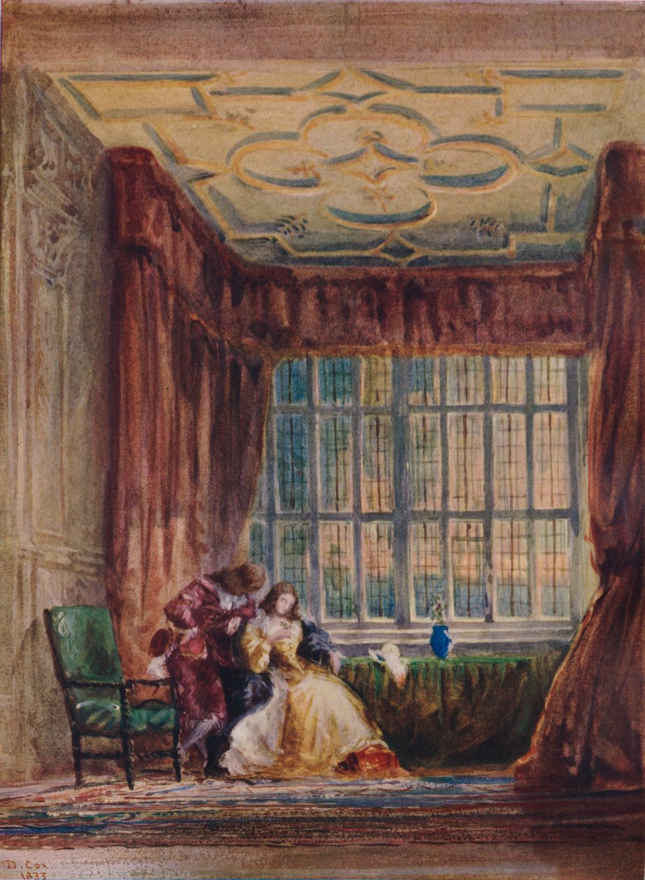 Wnętrze długiej galerii, Haddon Hall, Derbyshire, 1833 autorstwa David Cox the elder