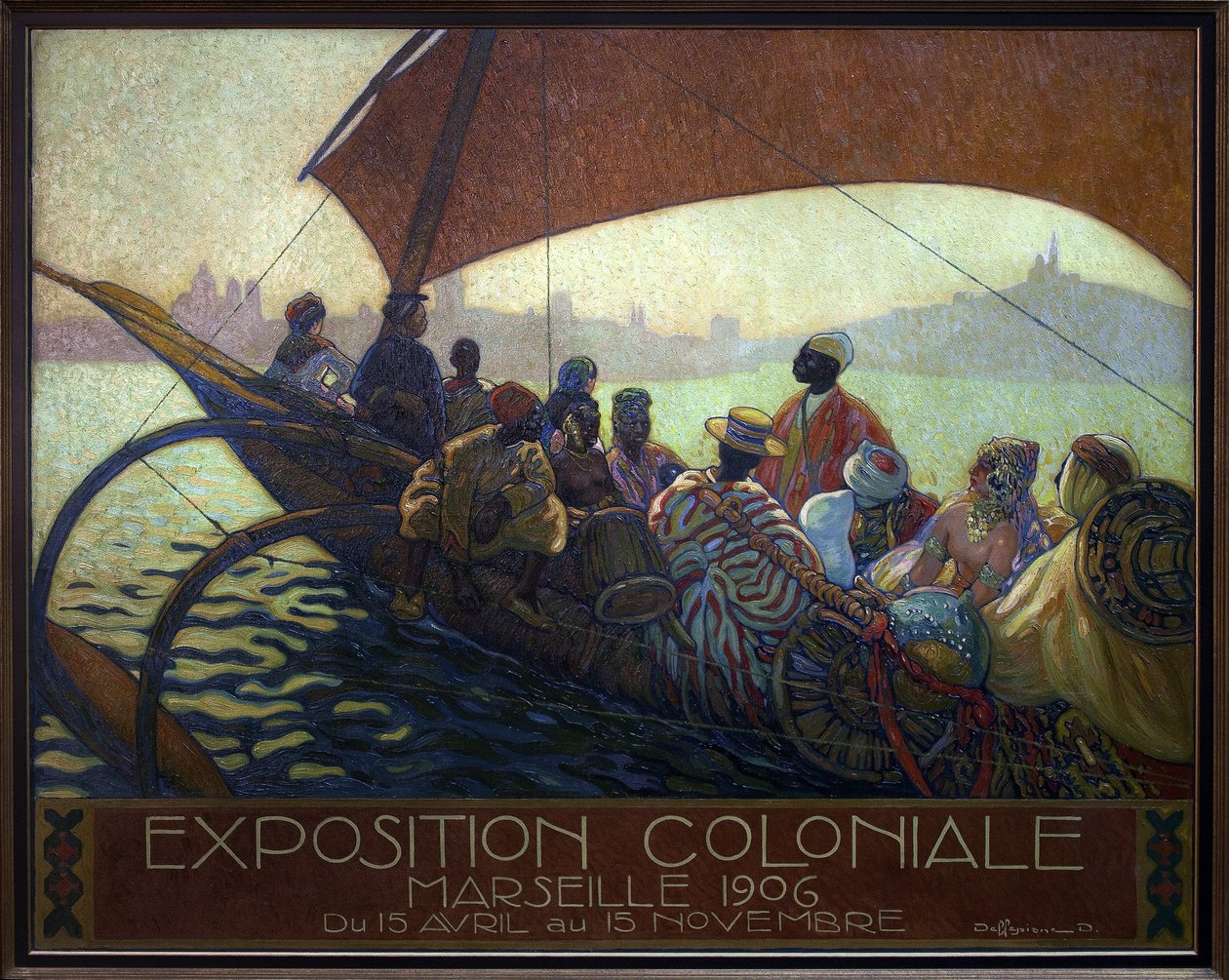 Wystawa kolonialna Marsylii w 1906 r. obraz Davida Dellepiane (1866-1932), model plakatu, olej na płótnie autorstwa David Dellepiane
