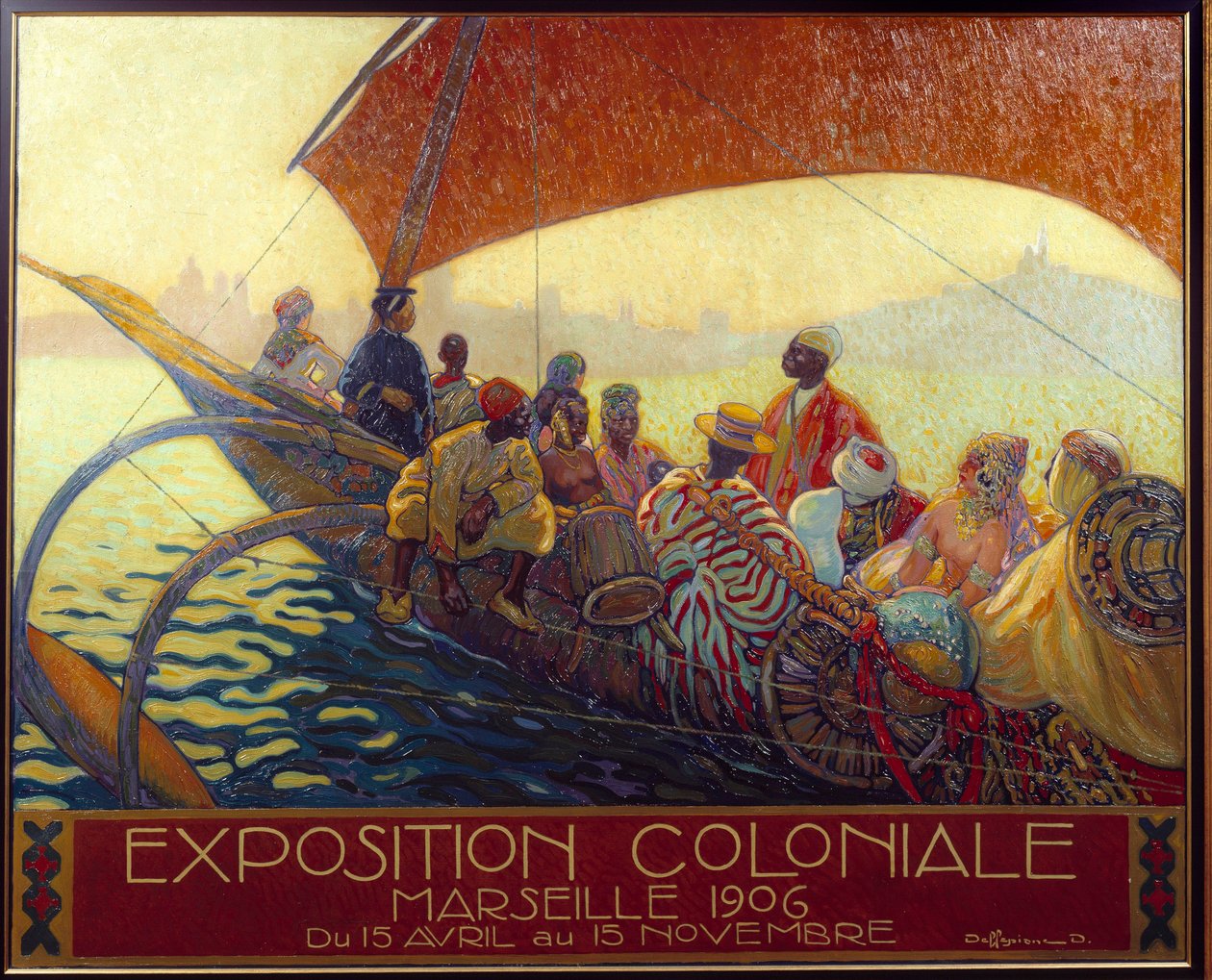 Kolonializm: plakat na kolonialną wystawę narodową w Marsylii. Plakat Davida Dellepiane (1866-1932). 1906 Marsylia, Musee de la Marine - Kolonializm: plakat do Narodowej Wystawy Kolonialnej w Marsylii autorstwa Davida Dellepiane (1866-1932). 1906. autorstwa David Dellepiane