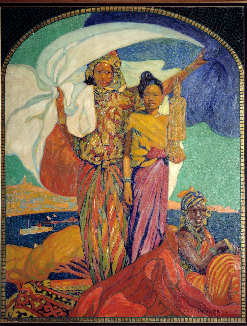Kolonializm: plakat do kolonialnej wystawy narodowej w Marsylii. Plakat Davida Dellepiane (1866-1932). 1922 Marsylia, Muzeum Marynarki autorstwa David Dellepiane