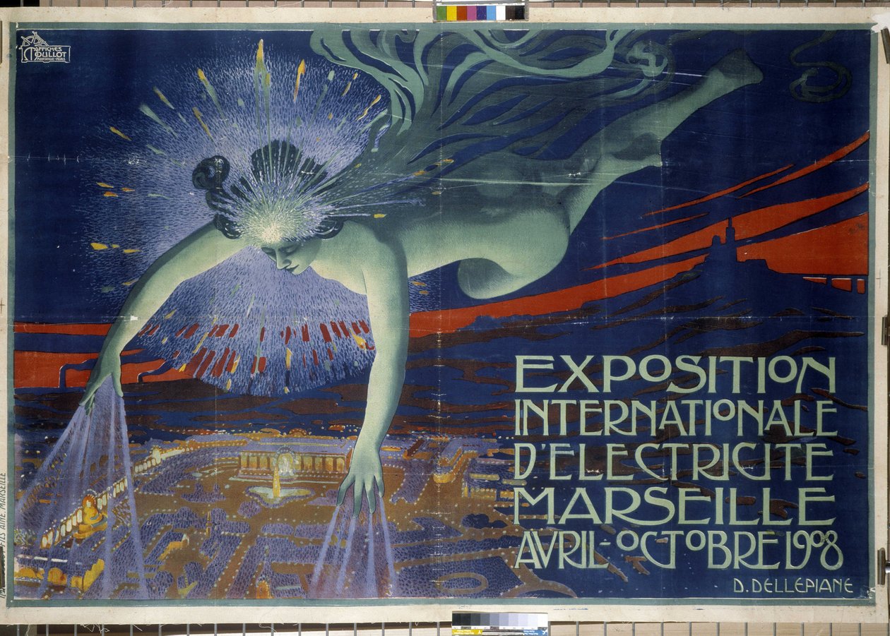 Plakat „Międzynarodowa Wystawa Elektryczna, Marsylia, kwiecień-październik 1908” (plakat) autorstwa David Dellepiane