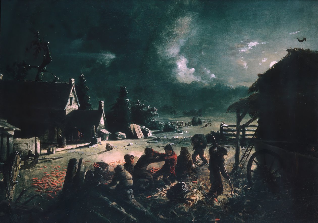 łuskanie kukurydzy, ca. 1863-64. autorstwa David Gilmour Blythe