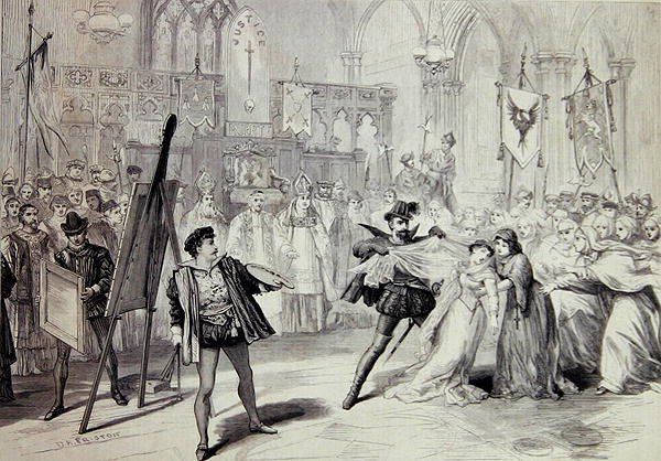 Scena z „Moro malarz Antwerpii”, opery Michaela Balfe autorstwa David Henry Friston