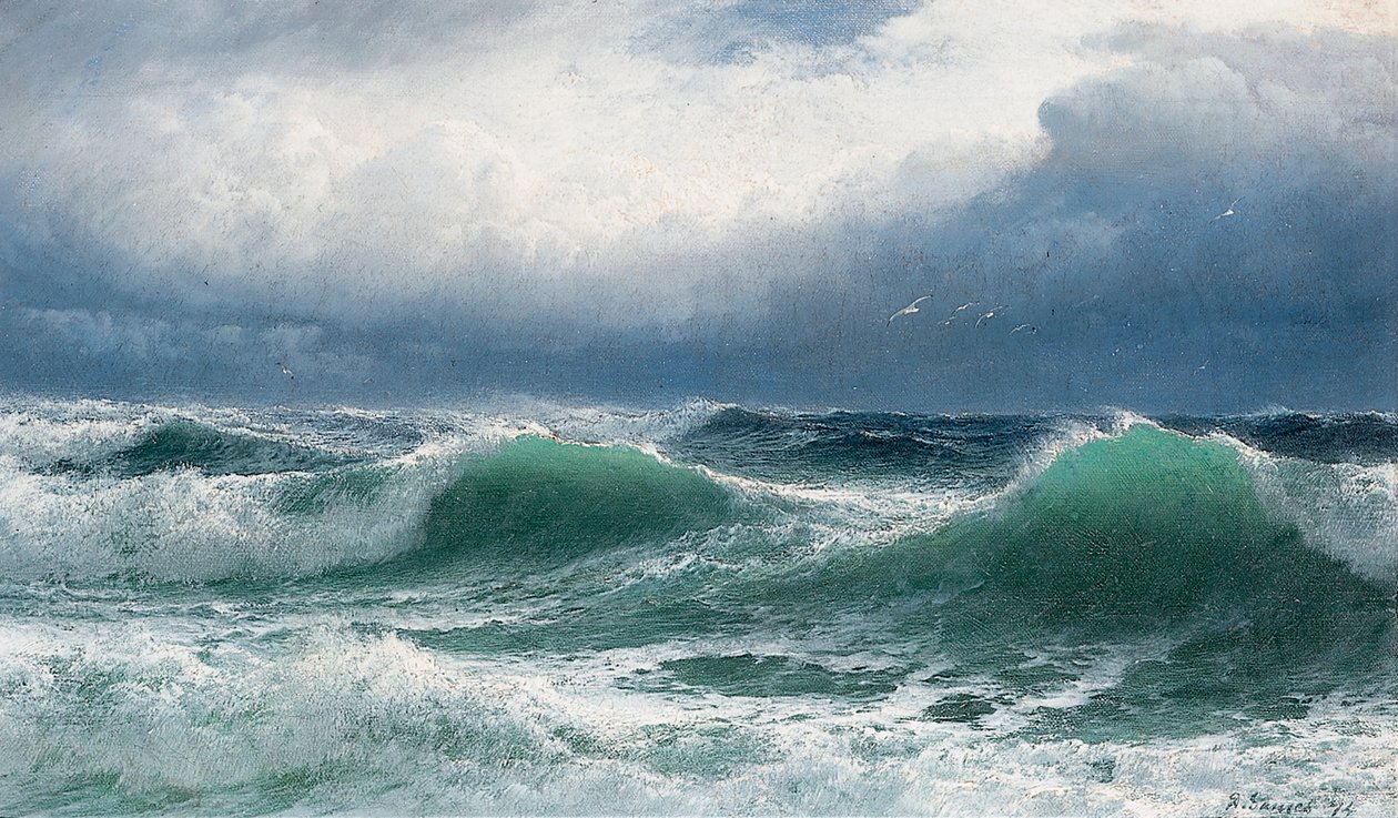 Burzowe morze z przezroczystymi łamaczami, 1894 autorstwa David James