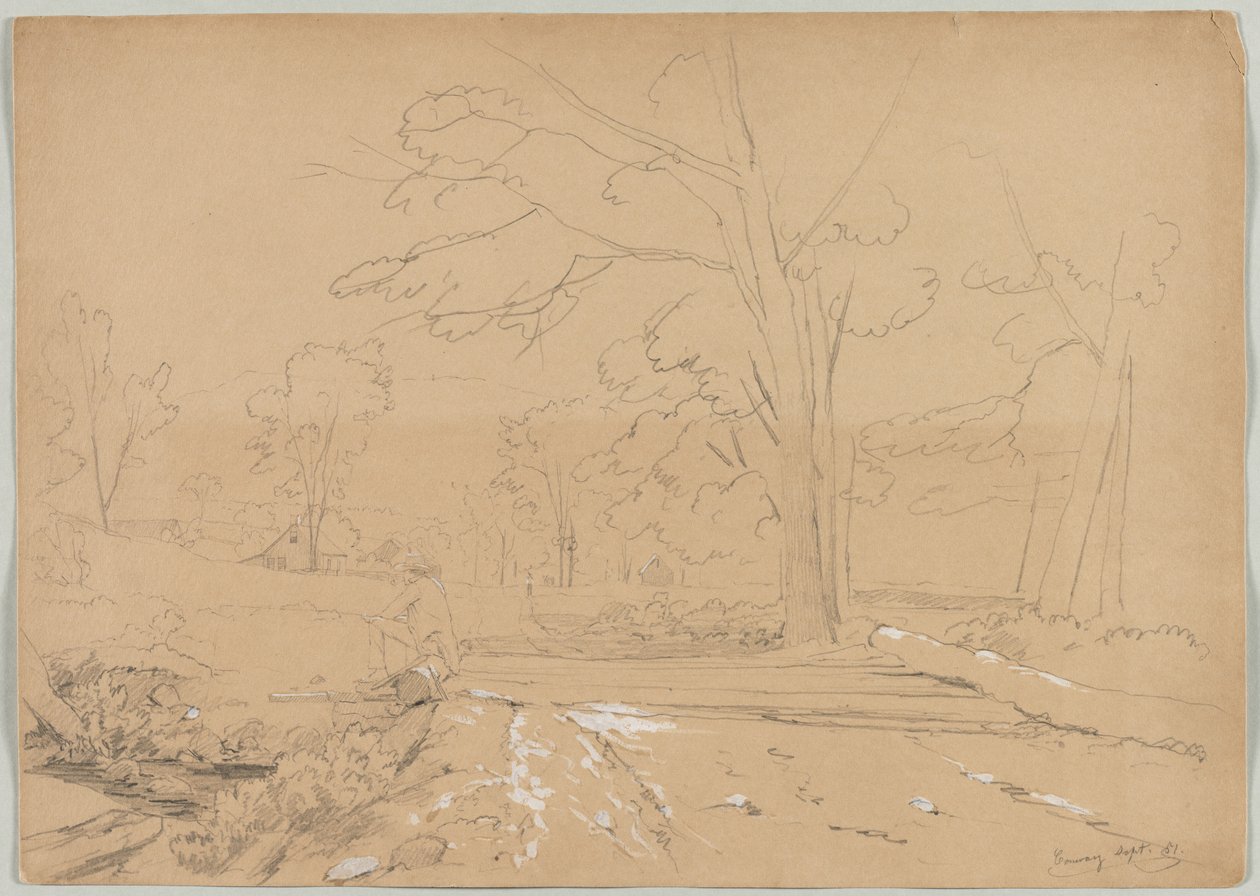 Krajobraz z wędkującym mężczyzną, Conway, New Hampshire autorstwa David Johnson