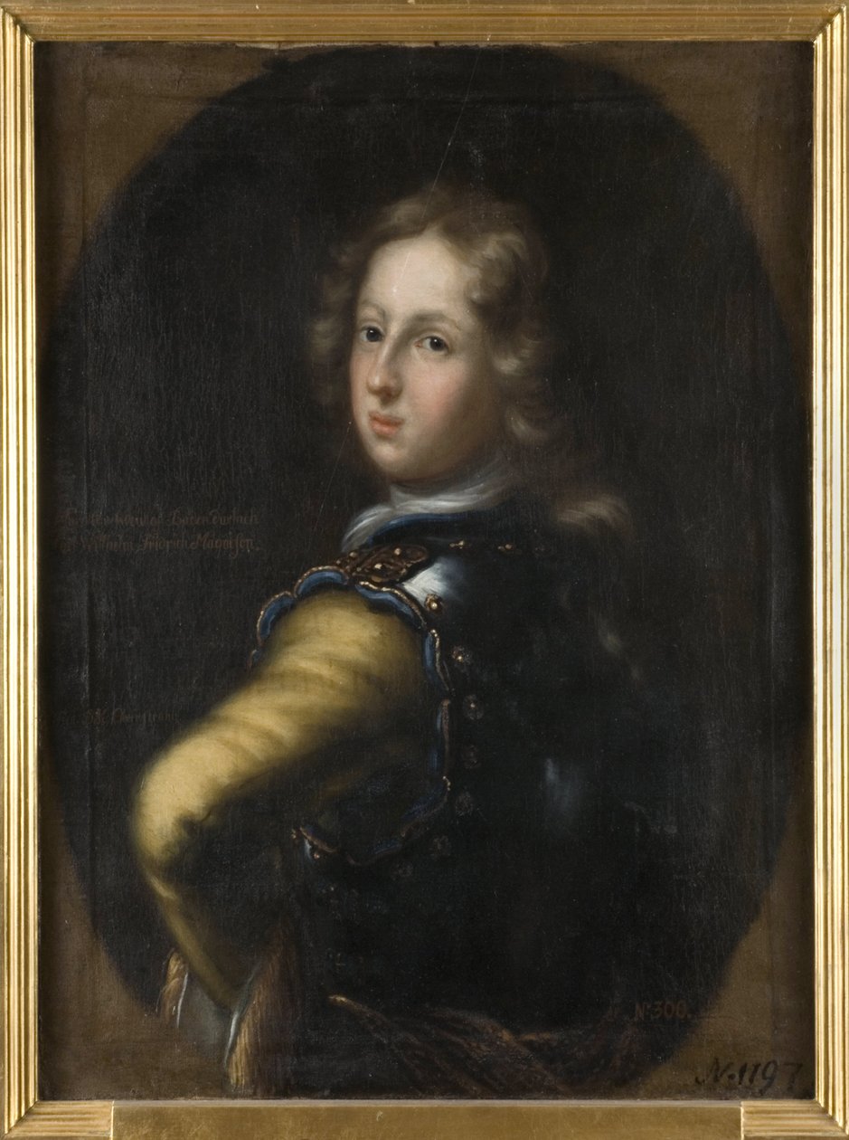 Charles III Guillaume de Bade Durlach - Portret margrabiego Karola III Wilhelma z Baden-Durlach (1679-1738), autorstwa Ehrenstrahla, Davida Klockera (1629-1698). Olej na płótnie. Wymiar : 83x67 cm. Muzeum Narodowe w Sztokholmie autorstwa David Klöcker Ehrenstrahl