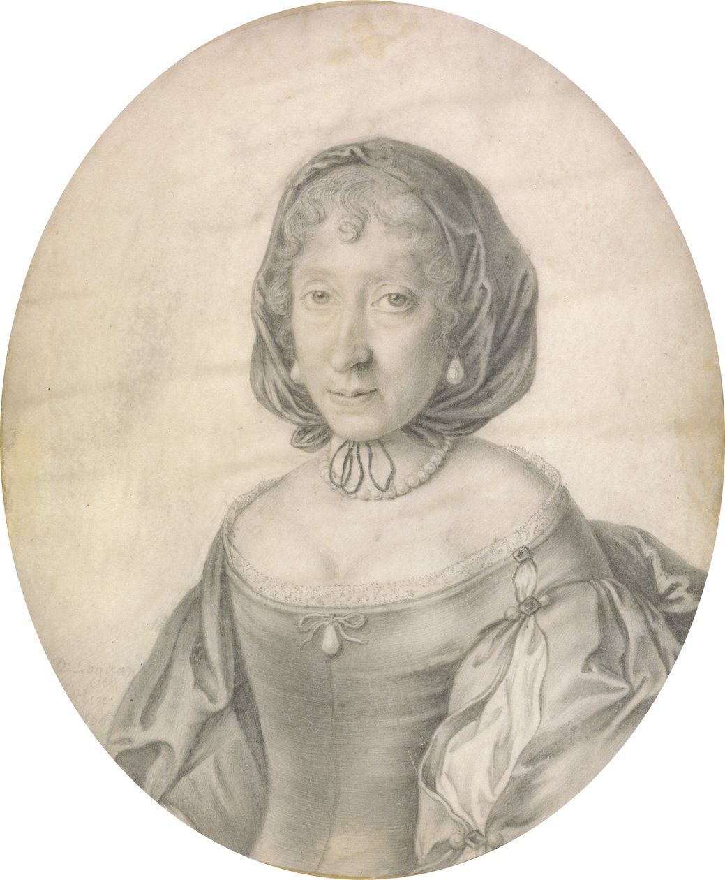 Portret damy, 1666 (czarny ołów na welinie z lawiną) autorstwa David Loggan