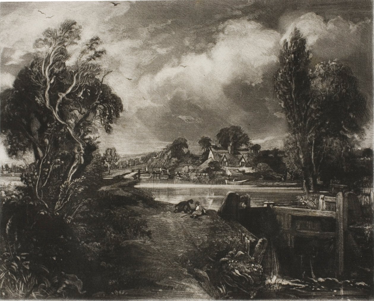 Śluza na rzece Stour, Suffolk autorstwa David Lucas