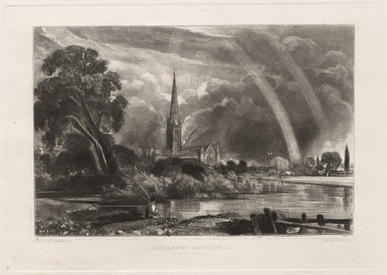 Katedra w Salisbury z łąk (mały talerz) autorstwa David Lucas