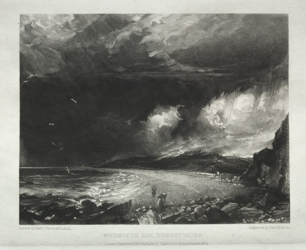 Różne tematy krajobrazu, charakterystyczne dla angielskiej scenerii z obrazów namalowanych przez Johna Constable, RA: Weymouth Bay, Dorsetshire autorstwa David Lucas