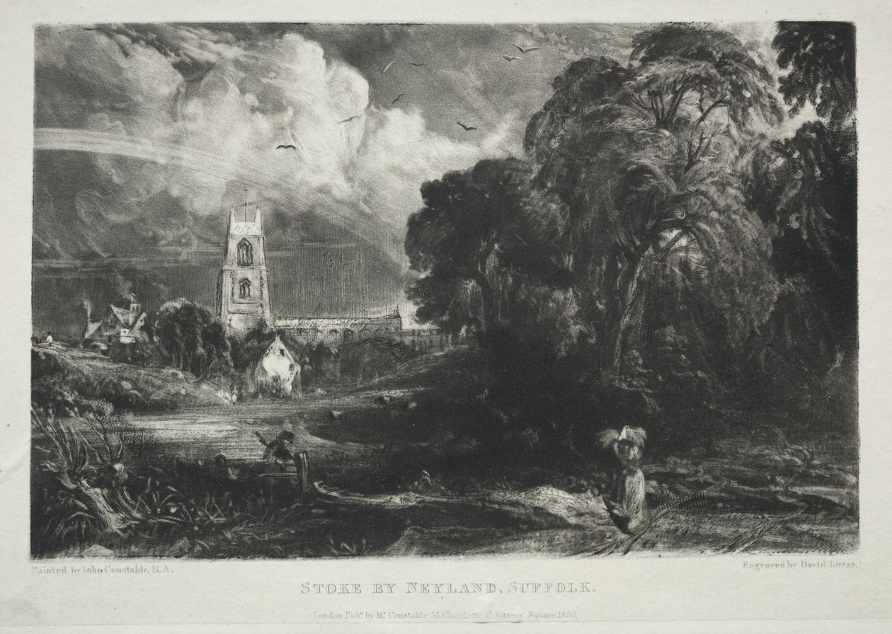 Różne tematy krajobrazu, charakterystyczne dla angielskiej scenerii z obrazów namalowanych przez Johna Constable, RA: Stoke by Neyland, Suffolk autorstwa David Lucas