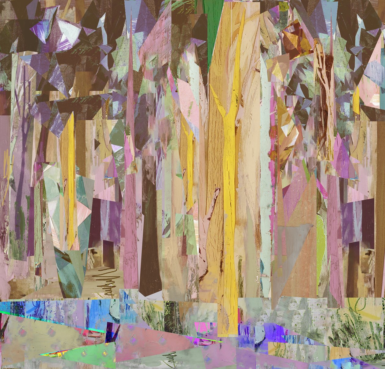 Copse/Fragments, 2017, Mixed Media on Wood Panel. autorstwa David McConochie