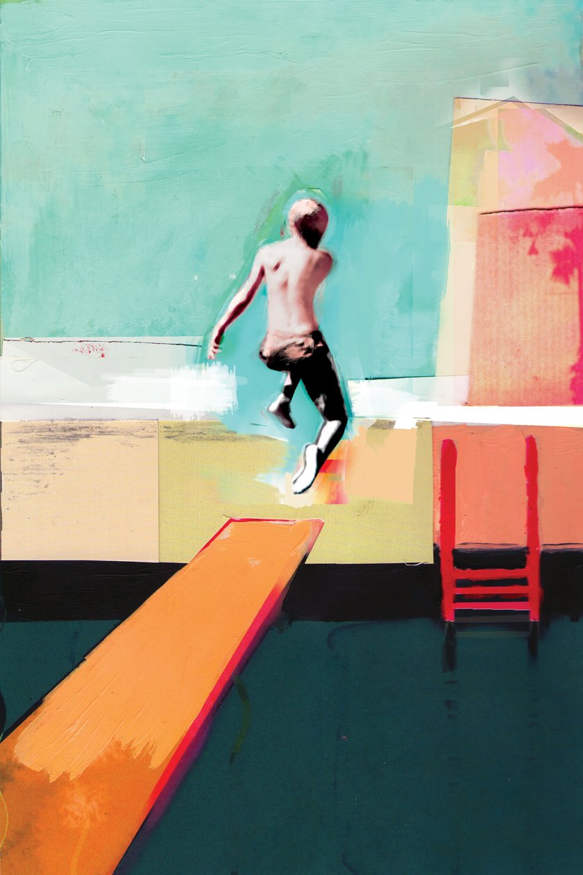 Dzień basenu, 2011, kolaż na papierze autorstwa David McConochie
