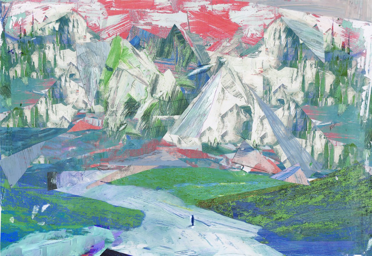 Sawtooth II, 2017, Technika mieszana na panelu drewnianym autorstwa David McConochie