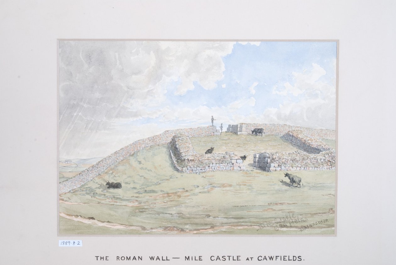 Mur rzymski - Mile Castle w Cawfields, 1880-89 (wc na papierze) autorstwa David Mossman