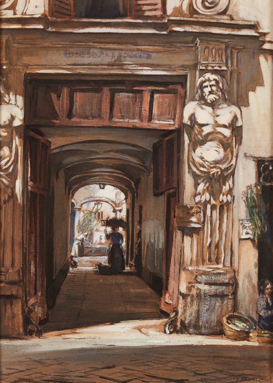 Stary pałac, Rzym (akwarela i akwarela) autorstwa David Muirhead Bone
