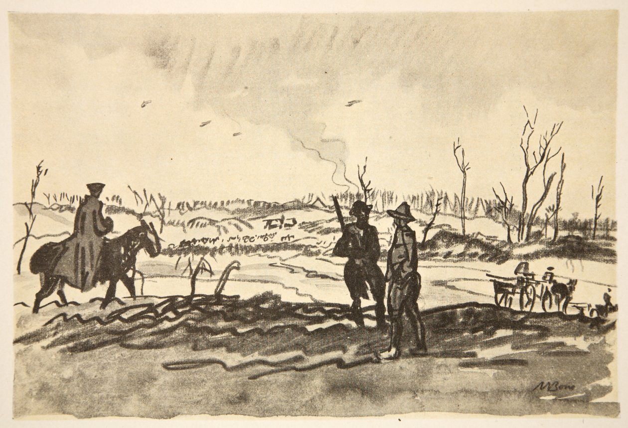 Nad Sommą: w pobliżu Mametz, ilustracja z "The Western Front", wyd. przez Country Life Ltd. autorstwa David Muirhead Bone