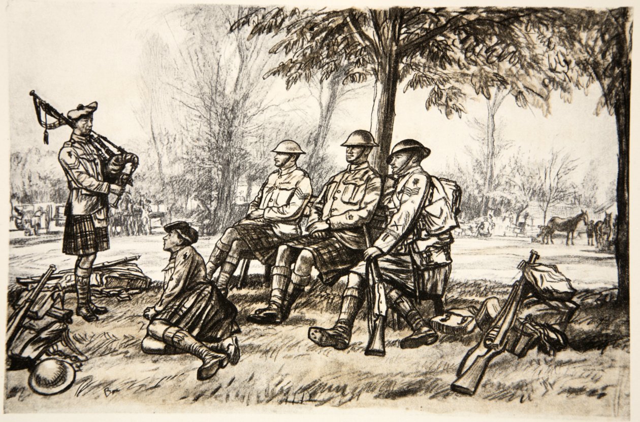 Poza linią, ilustracja z "Frontu Zachodniego", wyd. przez Country Life Ltd autorstwa David Muirhead Bone