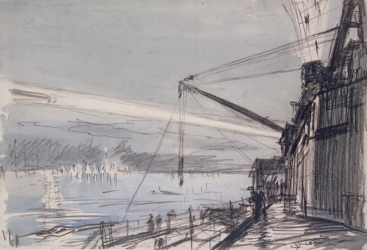 Reflektor w Scapa Flow (akwarela na papierze) autorstwa David Muirhead Bone