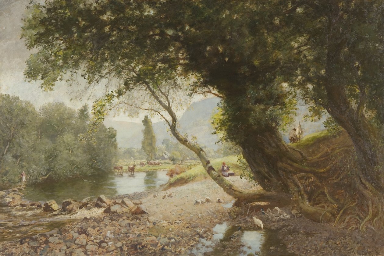 Bluszcz, dąb i drzewo Bonnie Birken, Bettws-y-Coed autorstwa David Murray