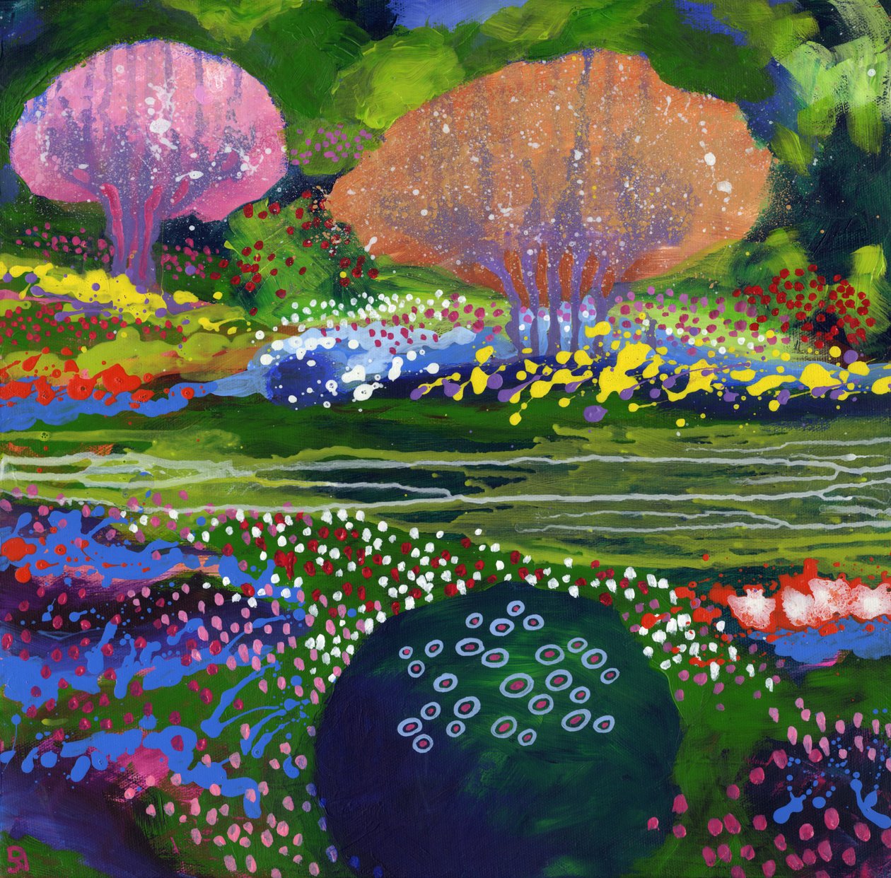 Bee Garden, 2017 (akryl na płótnie) autorstwa David Newton